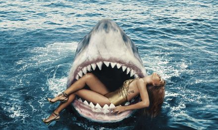 Rihanna swims with sharks for fashion